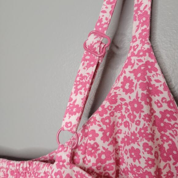 NEW Old Navy pink dress womens size XL floral fit flare linen blend summer beach - Picture 4 of 10